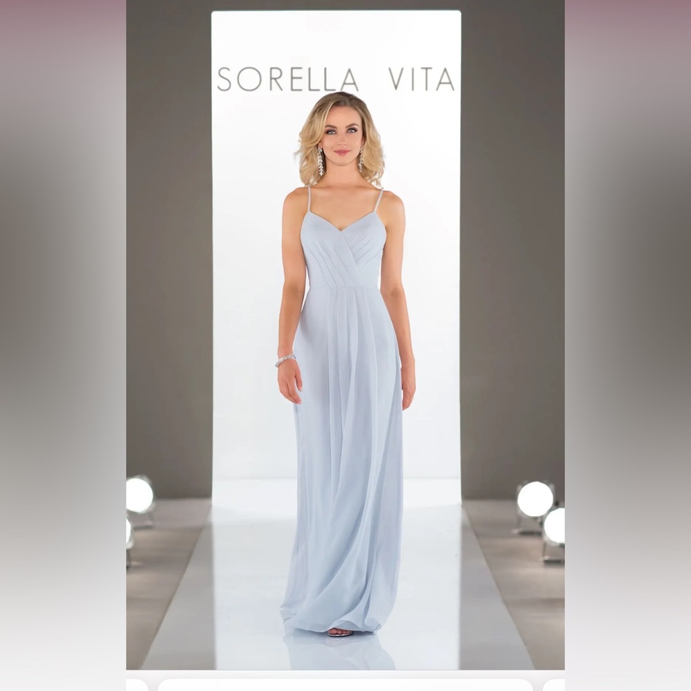 Sorella Vita chiffon light blue bridesmaid dress